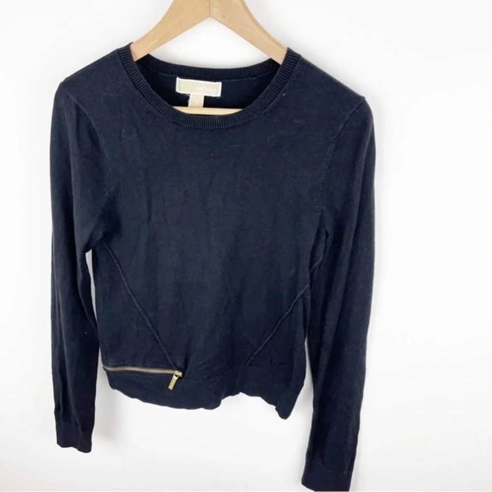 MICHAEL Michael Kors Black Pullover Sweater Zipper Detailing Size‎ Extra Small
